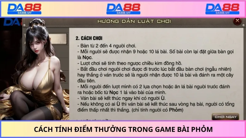Cách tính điểm thưởng trong game bài phỏm