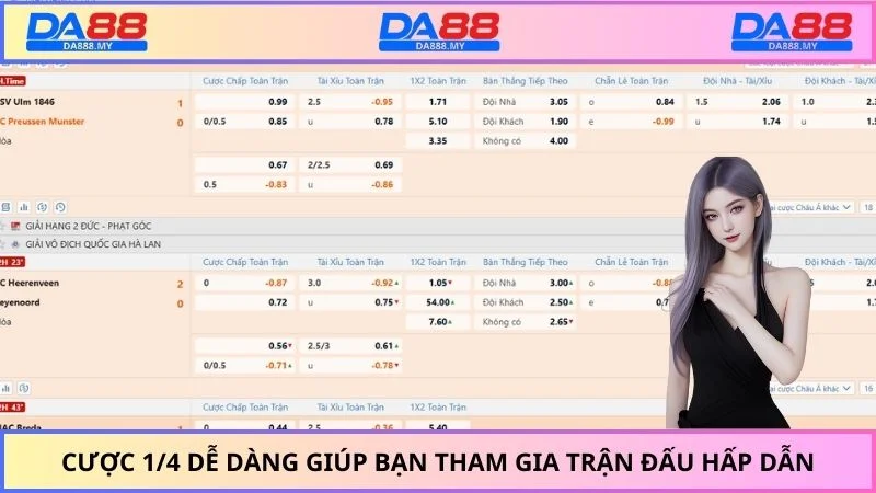 Cược 1/4 dễ dàng giúp bạn tham gia trận đấu hấp dẫn
