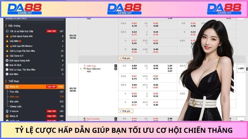 Tỷ lệ cược hấp dẫn giúp bạn tối ưu cơ hội chiến thắng